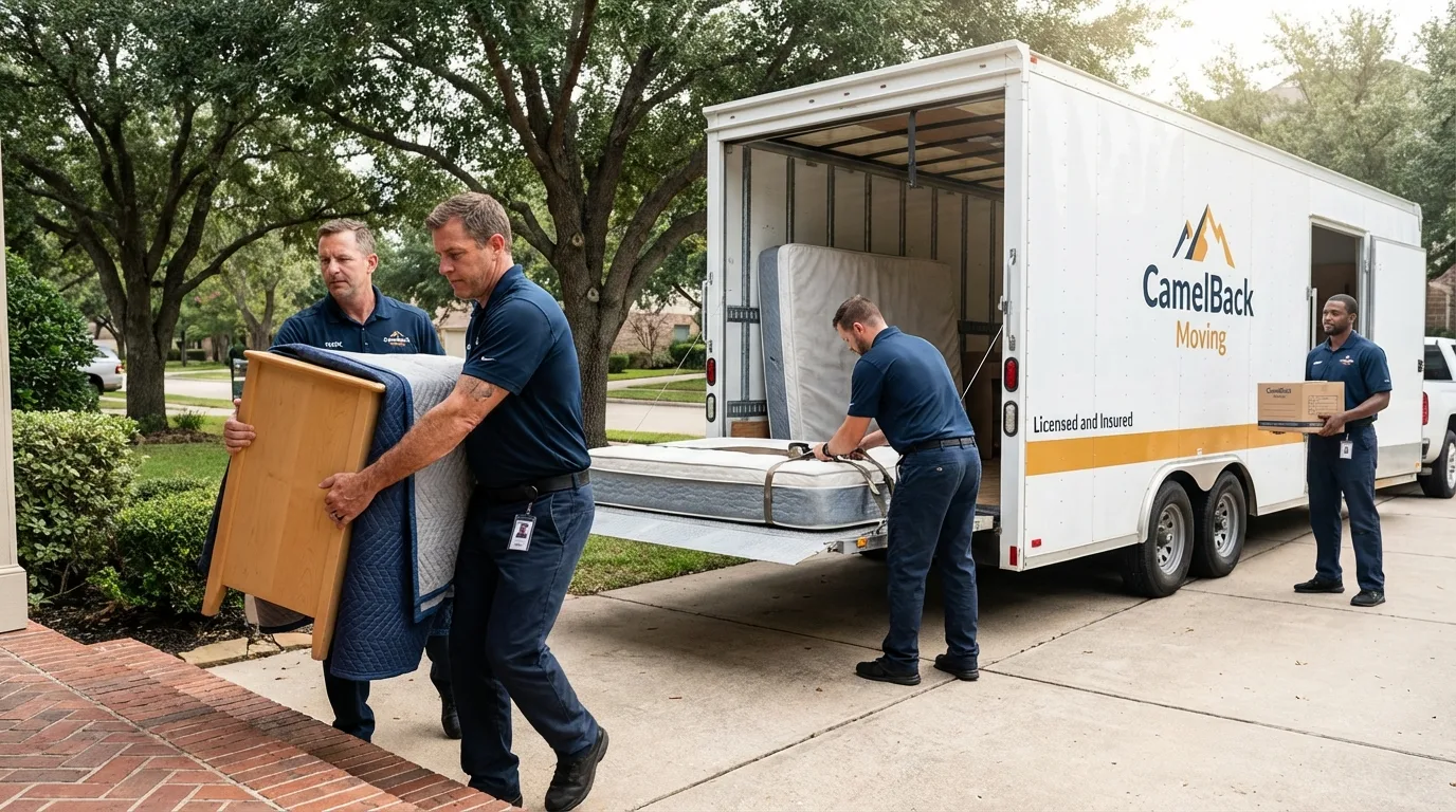 Crew loading residential truck for cross-state move from Erwin, TN
